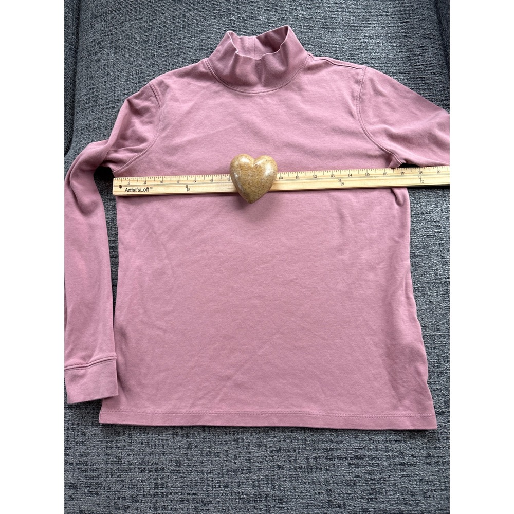 LL Bean Womens XS Pink Mock Neck Long Sleeve 100% Cotton‎ Top 188453 Regular Fit - Picture 4 of 6